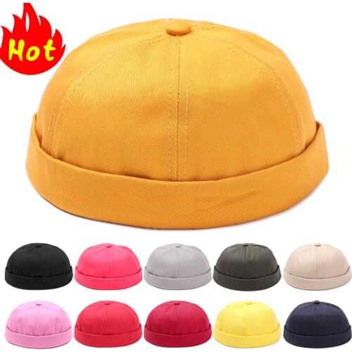 Brimless Hat for Men Women Fitted Cotton Bonnet Skullcap Red Small Youth Summer Black Brimless Cap Docker Sailor Watch Beanie