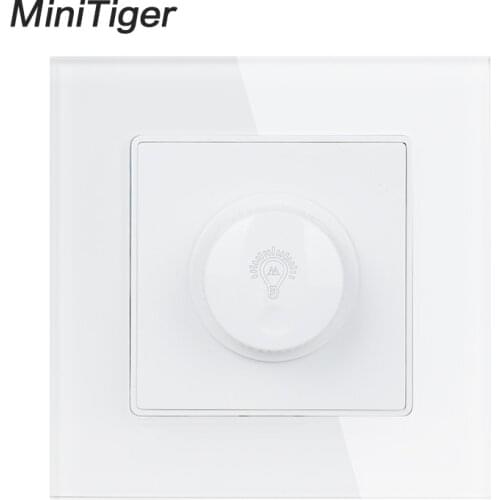 Minitiger Lamp Dimmer Regulator Only For LED Light Bulb Luxury Crystal Glass Panel Wall Light Switch Interruptor 16A 0~300W