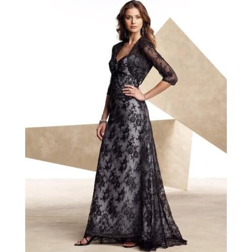 كوكتيل فساتين bridal bolero jacket 2021 hot seller new Unique Black Lace Formal Gown good Mother of the Bride Dresses