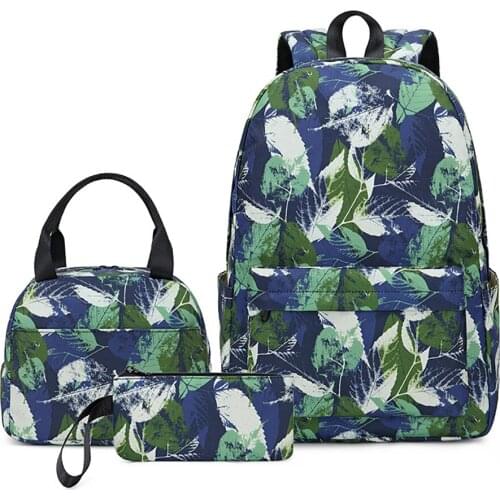 Backpack Set, Canvas Leaves Bookbag 15 Laptop Backpack Teen Girls,Lightweight Backpacks Travel Daypack 15.6" Laptop Bag