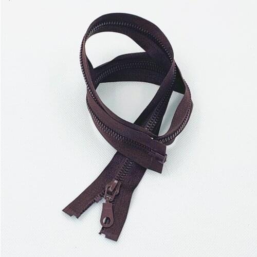 2pcs 5#Coffee(10/27.5inches) Detachable Resin Zipper Opening Automatic Ecological Locking Plastic Zipper For Sewing Suit