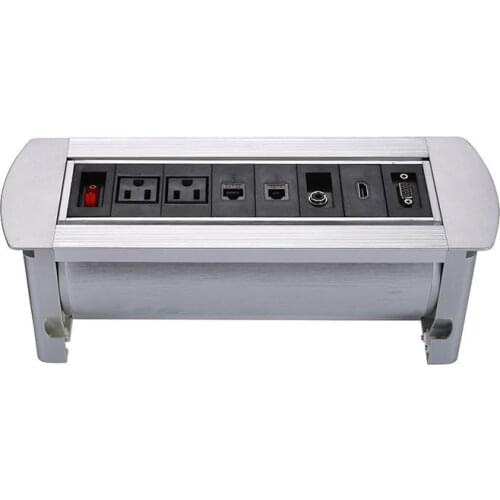 Silver New Manual Flipping Desktop Socket for High-grade Office, Hotel and Other High-grade Multimedia Places