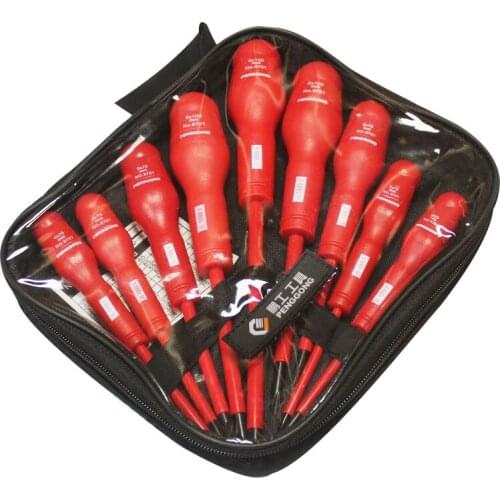 Precision CR-V High Voltage 1000V Slotted Phillips Insulated Magnetic Screwdriver Set 9 Pcs/set Electrician Dedicated Hand Tools