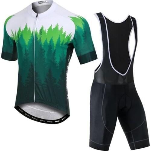 YOCENE New Arrival Shorts Sleeve Gradient Green Print Bicycle Set Men Mountainbike Clothing Cycling Wear