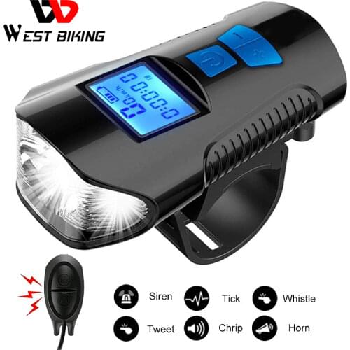 Waterproof Bicycle Light USB Rechargeable Bike Front Light Flashlight with Bike Computer LCD Speedometer Cycling Head Light Horn