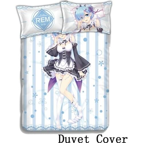 Japan Anime Re:Life in a different world from zero Rem Bed Blanket sheet or Duvet Cover with Two Pillow cases