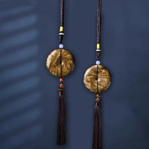 Zambia blood sandalwood green sandalwood old material wooden safe buckle car pendant creative jewelry popular pendant