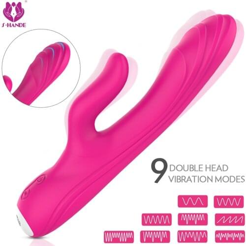 S-hande Rabbit Vibrators for Women Soft Silicone Dildo Vibrator Female Sex Toy Vibrator Women Anal G Spot Clitoris Stimulator
