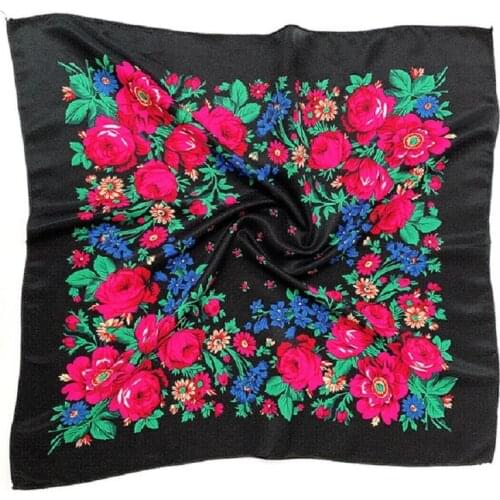 Printed Ethnic Scarf Wrap 70cm X 70cm Dustproof Cashew Floral Hair Headband Scarf Retro Floral Muslim Headscarf Russian Hijab