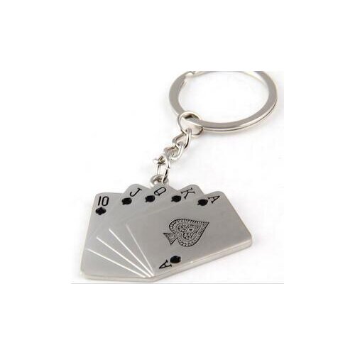100pcs/lot fedex fast Fashion Poker Keychain Men Male Personality Metal Key Chains Key Rings Keyrings Best Gift