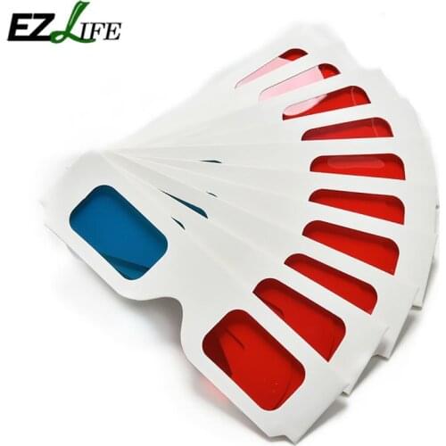 1x Universal Anaglyph Cardboard Paper Red Blue Cyan 3D Glasses For Movie Fast