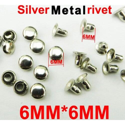 300PCS 6MM*6MM silver METAL RIVET brand buttons sewing clothes accessory handbag trousers rivets MR-005H
