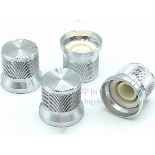 4 Pieces Silver Aluminum Alloy Mesh hat type Knob Diameter 17MM Height 16MM Flower Shaft Hole Potentiometer Encoder Switch Cap