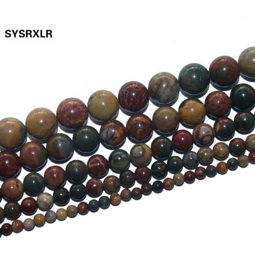 Free Shipping Natural Colorful Picasso Natural Stone Round Beads For Jewelry Making DIY Bracelet 4/6/8/10/12 MM Strand 15