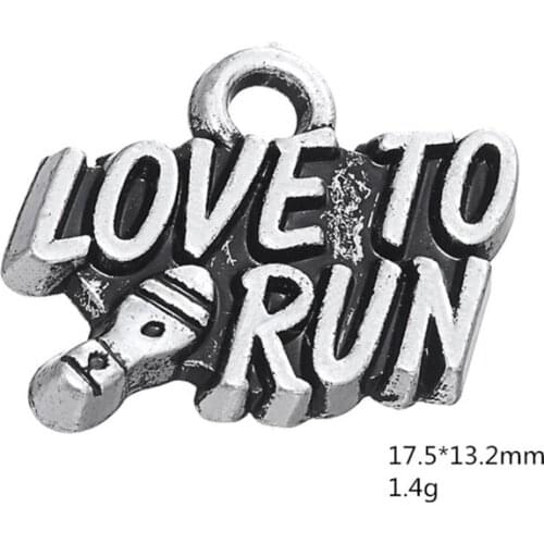 10PCS Ancient Silver I LOVE To RUN Letter Pendant Charms Necklace Jewelry DIY Accessories Handmade Keychains,Bracelets Making