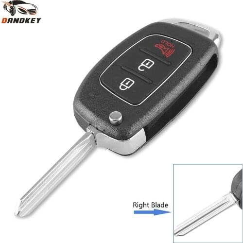 Dandkey 10X Right Groove 2+1 Button Key Shell Case Flip Folding 3 Button Fob For Hyundai Car Key Cover Right Blade key shell