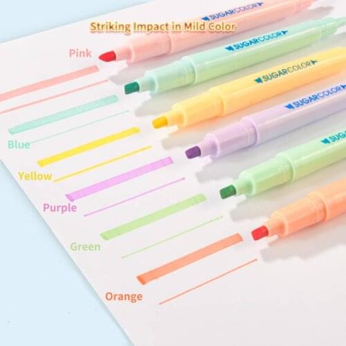 Highlighter Fluorescent Markers Cute Eye Protection Odorless Drawing Marker Pens Double ended Fine Colors Gift Pen stationery