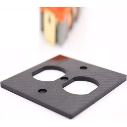 Hifi audio Carbon fiber US Socket AC Power Duple Receptacle Cover Outlet Wall Plate Panel 8.5x8.5cm