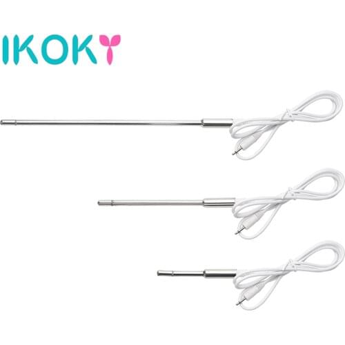 IKOKY Urethral Dilators Electro Shock Sex Toys for Men Gay Stainless Steel Erotic Toys Penis Plug Catheters Sounds