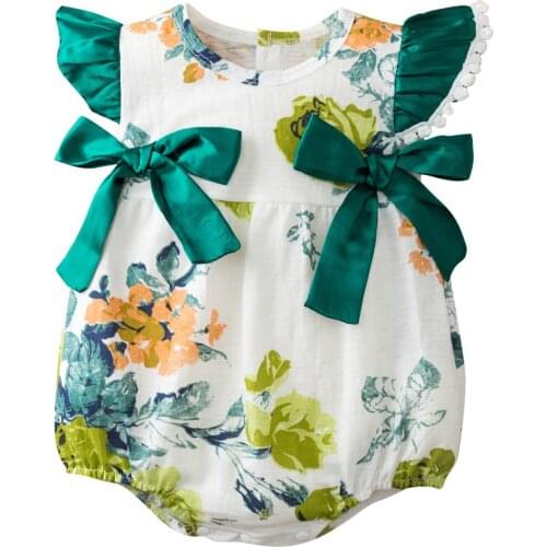 2021 Newborn Girls Lace Bow Sleeveless Cute Baby Romper Jumpsuit Clothes Summer Bodysuit For Newborns Baby Girl Bodysuit bimba