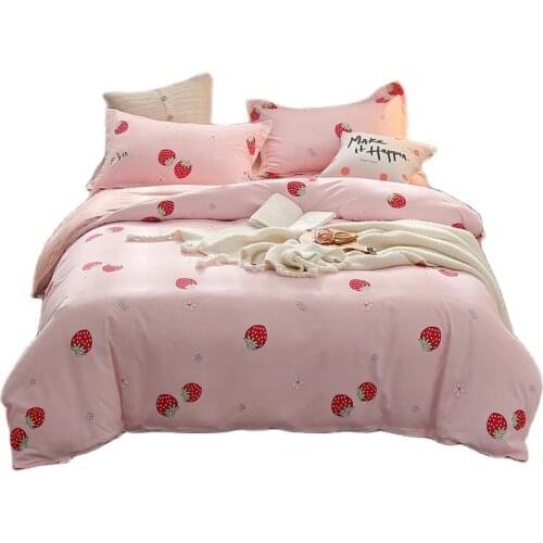 Cute Bedding Duvet Cover Pillowcase Full King Queen Twin Size Pink Set for Home