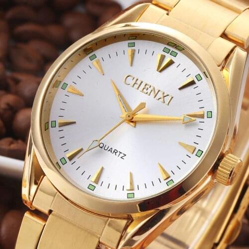 CHENXI Men Gold Watch Male Stainless Steel Quartz Golden mens Wristwatches for Man Top Brand Luxury Quartz-Watches Gift Clock