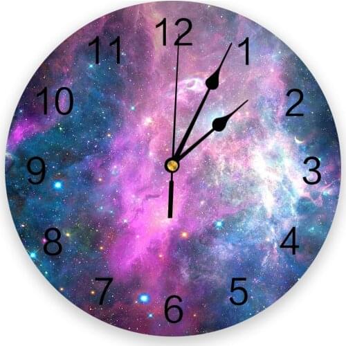 Purple Starry Sky Wall Clock For Home Decoration Living Room Quartz Needle Hanging Watch Modern Kitchen Clock