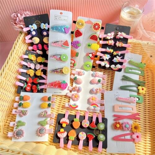 New Baby Girls Cartoon Hairpin For Women Children Rainbow Hair Clip Kids Flower Candy Fruit Barrette Hair Accessories Gifts