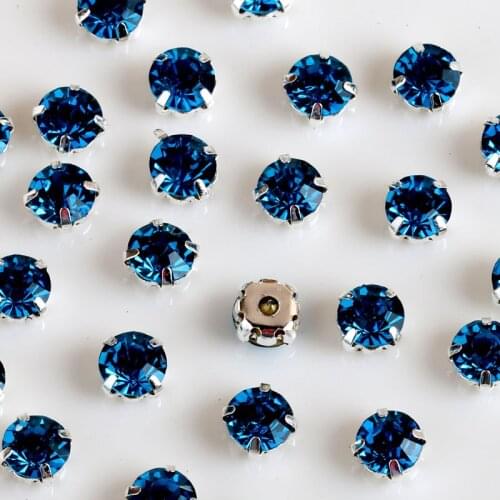 NEW ! MIX Size/some Size Peacock blue 4mm-8mm Glass Sew-on Rhinestones Silver or Gold Bottom DIY Womens Dresses 50pcs-200pcs