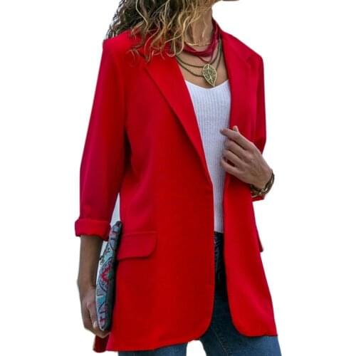 Autumn Women Fashion Solid Color Lapel Blazer Open Front Long Sleeve Suit Jacket