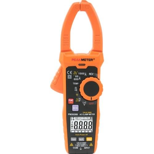 PEAKMETER PM2028B 6000 counts auto range AC Digital Clamp Multimeter True RMS Capacitance Temperature Clamp Meter NCV VFD LowZ