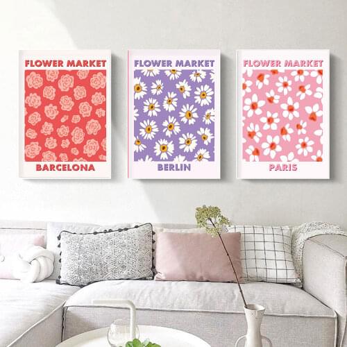 Flower Market Poster Minimalist Botanical Art Print Paris Berlin Barcelona Canvas Painting Modern Wall Picture Living Room Deco