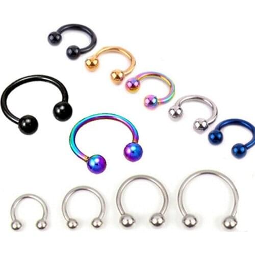 New Sale Stainless Steel Nostril Nose Ring Lip Rings Earrings Sircular Piercing Ball Horseshoe Hoop Body Jewelry For Man Women