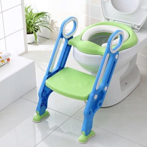 Foldable Adjustable Infant Potty Toilet Seat Upholstered with Step Stool Ladder Boys Girls Safe Toilet Potties HWC
