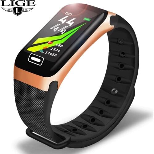 LIGE New Smart Watch Men Women Heart Rate Blood Pressure Pedometer IP67 Waterproof Smartwatch Multi-function For Android IOS+Box