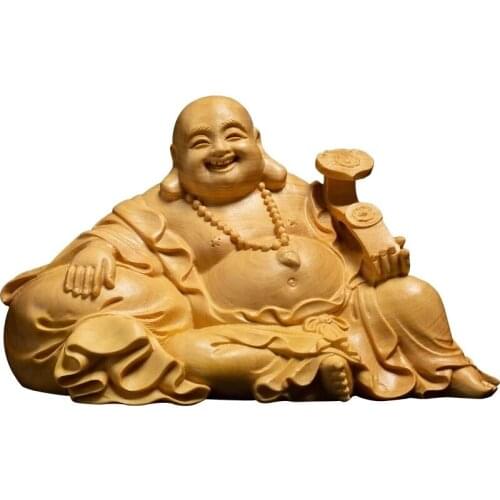 6CM Laughing Buddha Statue Car Accessories Buddhism Feng Shui Maitreya Miniature Carving Home Decorations