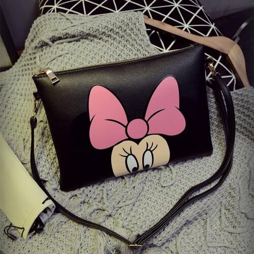 Disney Mickey Diaper Bag Shoulder Bag Minnie Cartoon Messenger Bag PU fashion lady women outdoor travel messenger stitch bag
