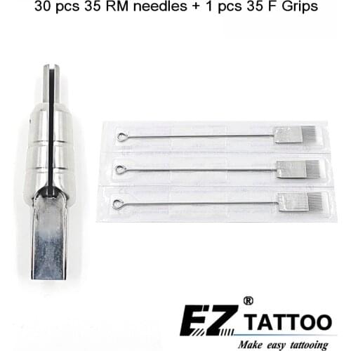 EZ 30 pc Magnum Tattoo Needles 35RM with 1 pc 316 Stainless Steel Magnem bullet tubes 35F Tattoo Grip tattoo supply 1 set/lot