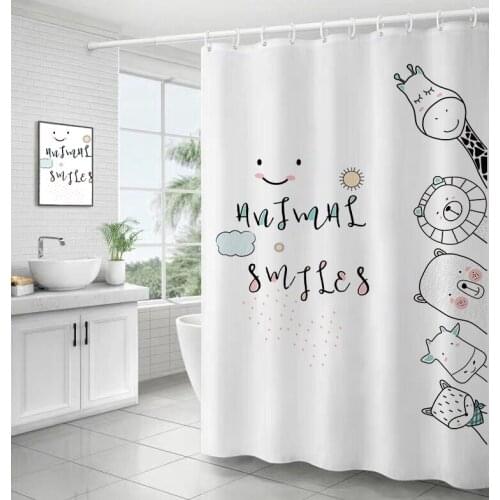 3D Printed Fabric Shower Curtains Nordic cartoon shower curtains Bath Screen Waterproof Products Bathroom Decor with 12 Hooks