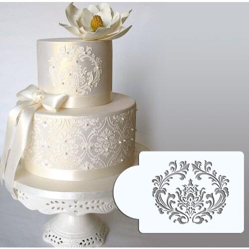3.75"H x 4.6"W Filigree Damask Stencil Cake Set Cake Side Design Stencil Cake Border Stencils Set Bakeware ST-264