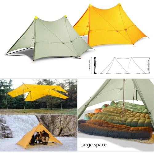 Ultralight 870g Camping Tent 6 Persons 4 Seasons Backpacking Tent Flysheet 20D 2-sided Silicone Coating Nylon Rodless Large Tent
