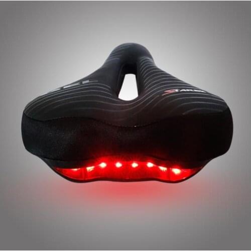 Comfortable Bicycle Silicone Saddle With Light Men Weman Saddle LED Warning Tail Light Mountain Bike Seat Cushion