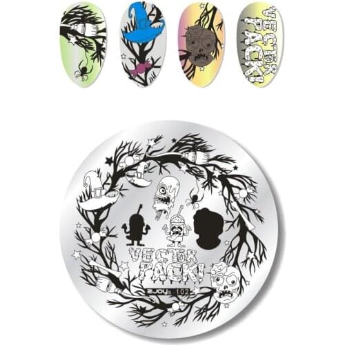 ZJOYS Series Nail Art Plate Stamp Stamping 3D Round Flower Animal Food DIY Nail Polish Print Manicure Nail Stencil Template