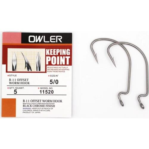 1 pack 5/0#-6# B-11 Offset Worm Hook Fishing Hook 9 Sizes Crank Worm Sharp Hook Fishhook Strength hook owner