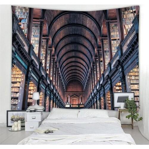 3D Abstract Library Book Background Tapestry Scene Arrangement Bedroom Tapestry Digital Printing Eco-Friendly