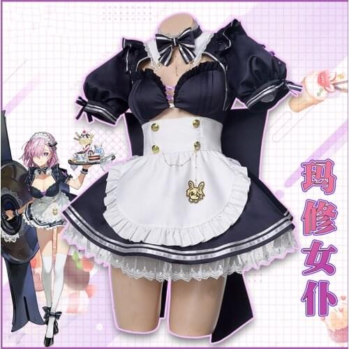 Anime Fate/Grand Order FGO Mash Kyrielight Maid Dress Sexy Uniform Outfit Cosplay Costume Halloween Free Shipping 2020 New