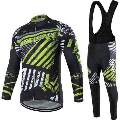 Aofly long sleeve Cycling jersey Set bib pants ropa ciclismo Thin bicycle clothing MTB bike Long sleeve jersey Mens clothes