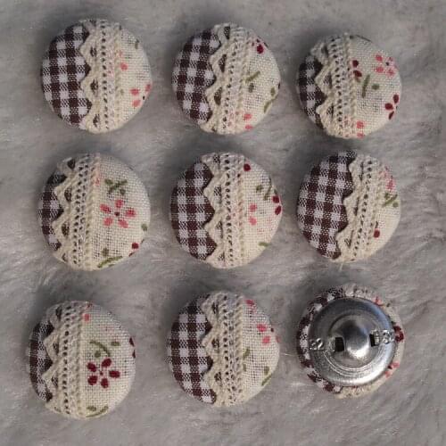 Free shipping 100pcs/lot 20mm 2cm lace diy made by hand fabric cover button cloth covered buttons component with shank E285