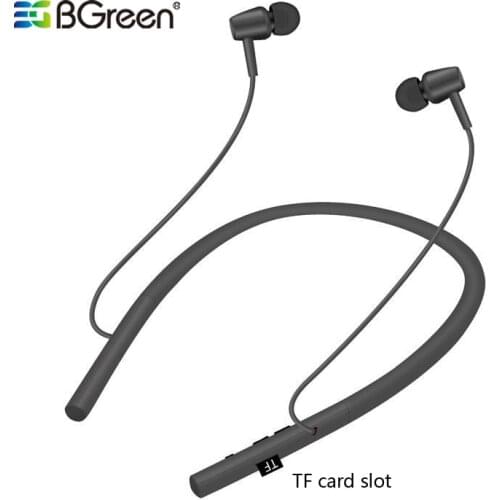 BGreen Bluetooth Sport Earphones Wireless Stereo Running Cycling Sports Headset Built in MP3 Player Support Micro SD TF Card