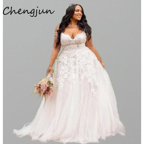 Chengjun A Line Appliques Off Shoulder Beach Plus Size Cheap Wedding Dresses